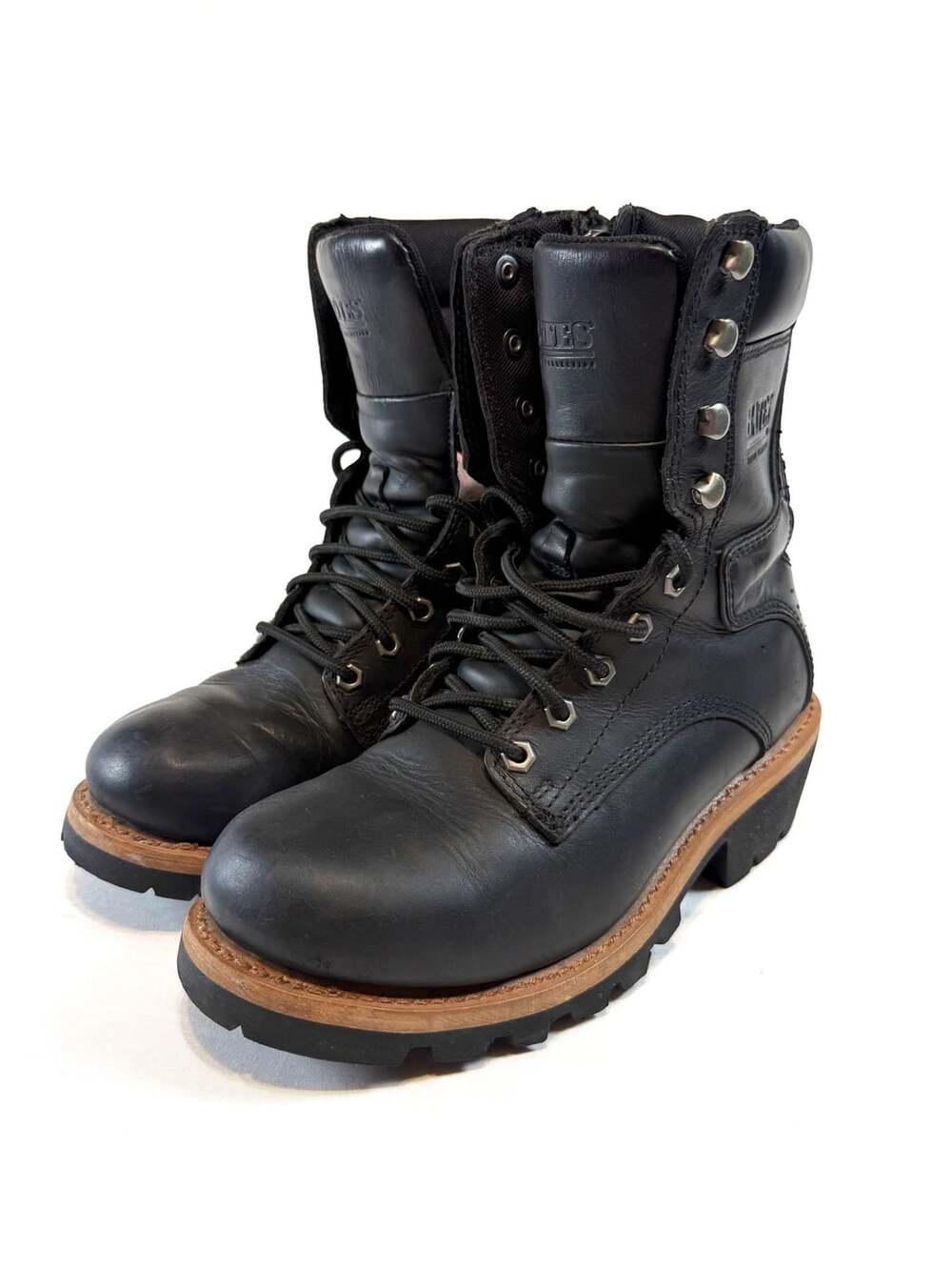 Bates Riding Collection Black Leather Logger Boots Size 9 Medium Width Vibram Lu